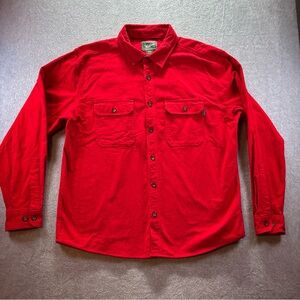Woolrich men's  red button down shirt collar casual 100% cotton size XL